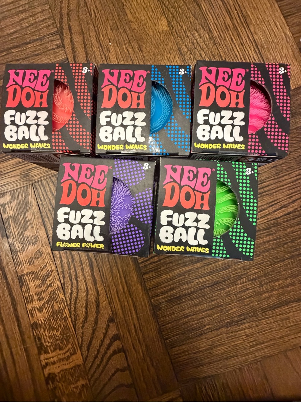 5 NeeDoh FuzzBalls - Pink, Blue, Purple, Green, Red, Orange-new and authentic!